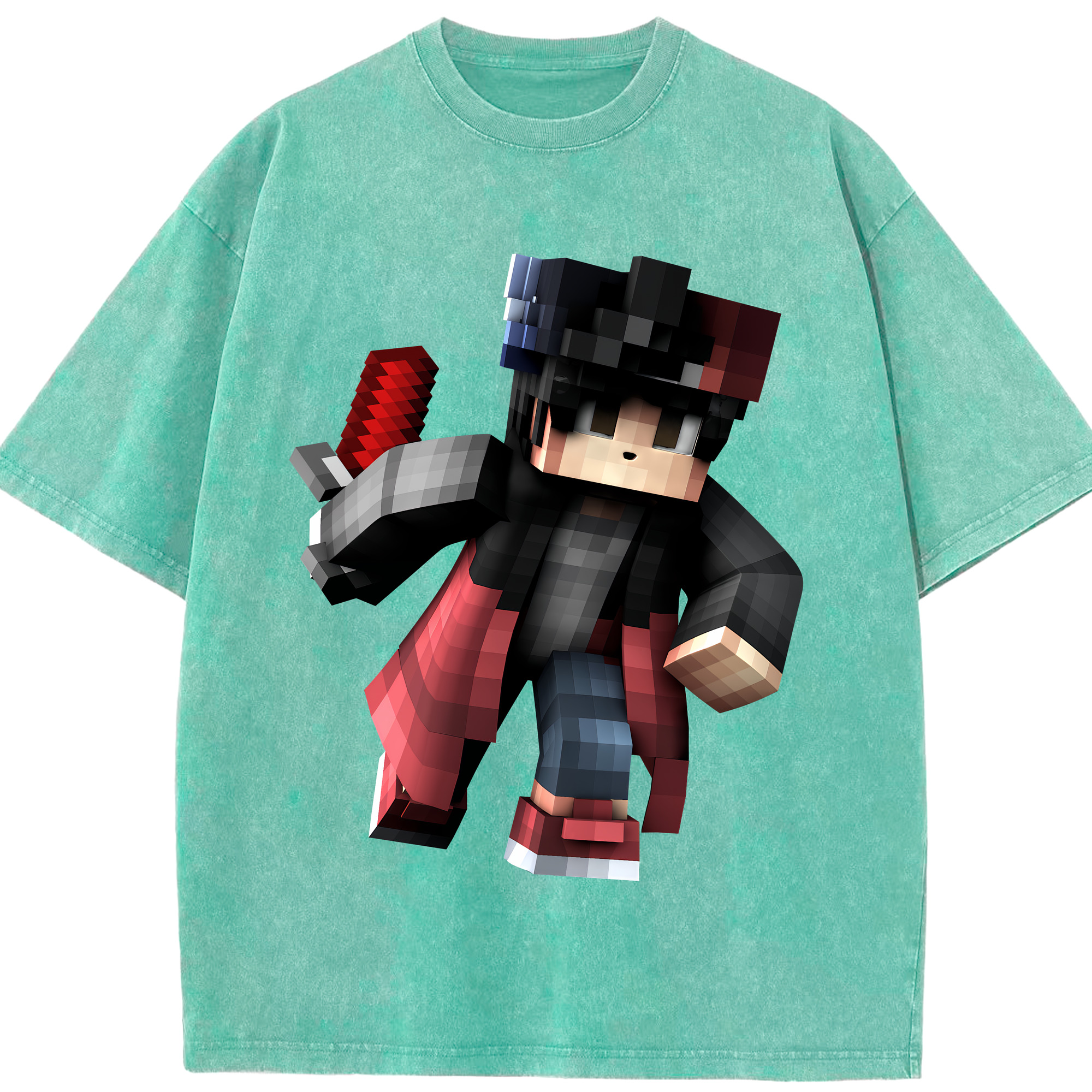 （画像用） マインクラフト ブロックの世界 Minecraft MC Block world 綿100% ヴィンテージ風 半袖Tシャツ（フロントプリント）